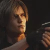 Leon Holds a Handgun Surrounded by Darkness in the Resident Evil 4 Remake